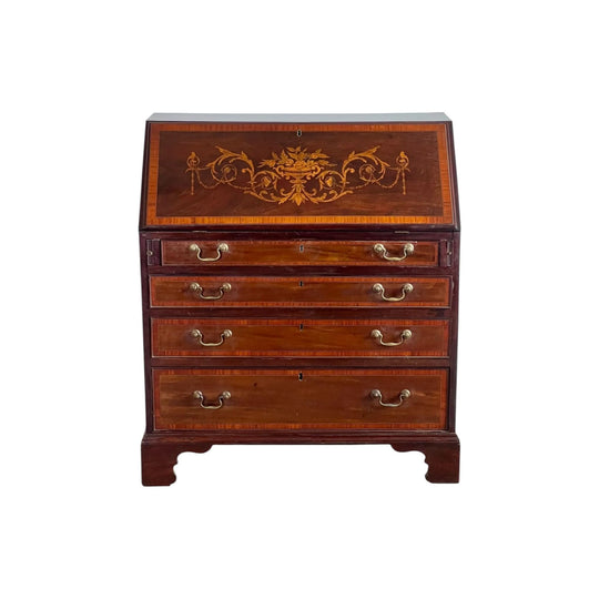 Antique Georgian Mahogany inlaid Drop Front Bureau / Desk.