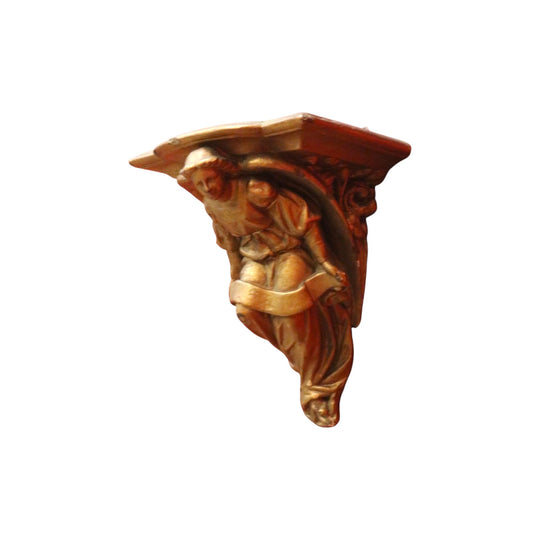 Antique Gilt Plaster Wall Shelf with Angel Holding Ribbon – Ready to Hang. B12401