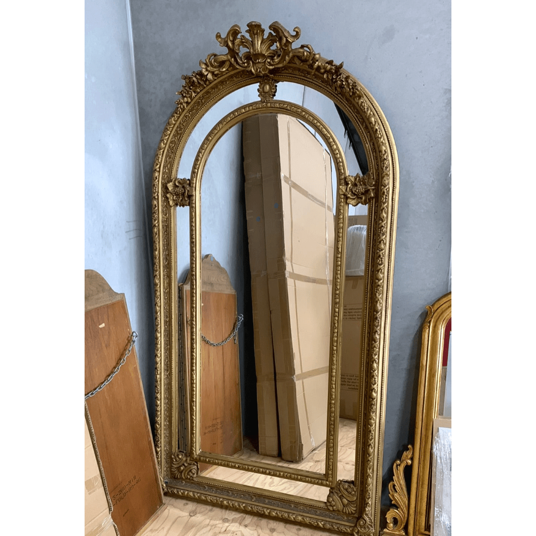 Antique Gold-Gilded Floor-Length Mirror – Extra Large, Ornate Frame | Bazaa | Designer, Vintage and Antique Furniture