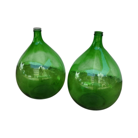 Antique Green Glass Italian Demijohns - 34L
