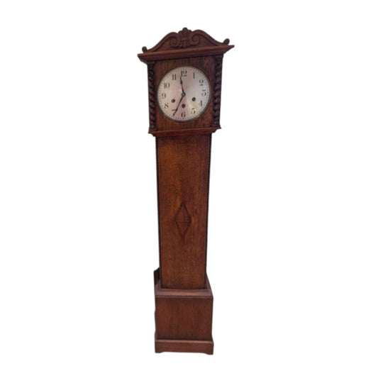 Antique HAC German Grandfather Clock Slim Hall Clock With Key