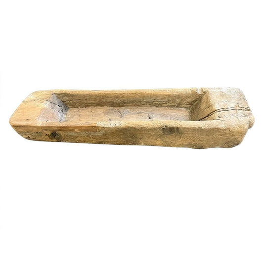 Antique Hand-Carved Teak Dough Bowl Rustic Decorative Platter 100cm
