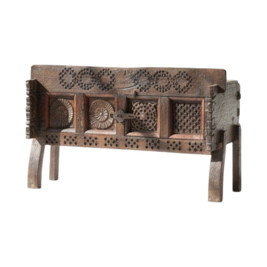 Antique Hand-Carved Teakwood Damchiya