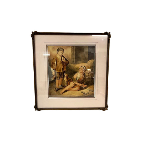 Antique INVITATION TO THE GAME OF POLENTA BARTOLOMÉ ESTÉBAN MURILLO print C1900's