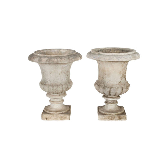 Antique Italian carved marble urns