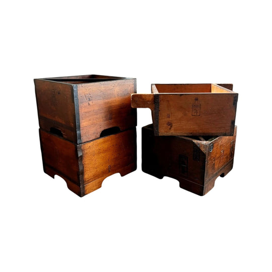 Antique Japanese Hinoki Rice Measure Boxes (Itomasu)