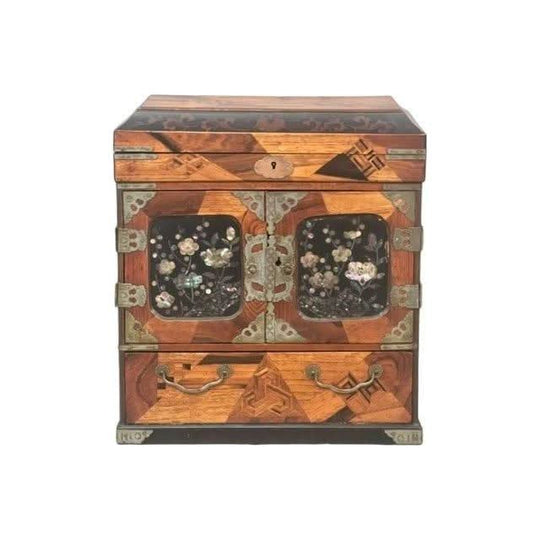 Antique Japanese Meiji Period 1868-1912 Parquetry and Shibiana Jewellery Box.