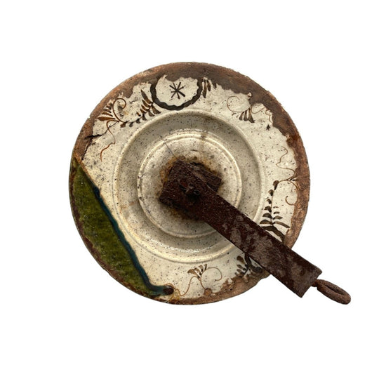 Antique Japanese Oribe Ceramic Well Pulley, Idoguruma