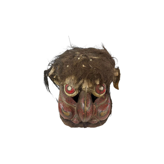 Antique Japanese Shishi Lion Dog Meiji red lacquer processional mask C1880's