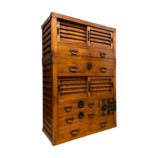 Antique Japanese Two-Piece Choba Dansu, Merchant’s Chest – Cedar & Cypress | Meiji