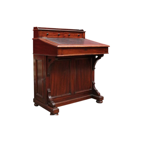 Antique Mahogany Davenport Desk with Black Leather Writing Slope.