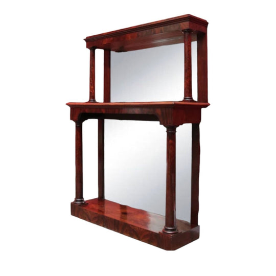 Antique Mahogany Mirror Back Display Stand Two Tier English. B12943