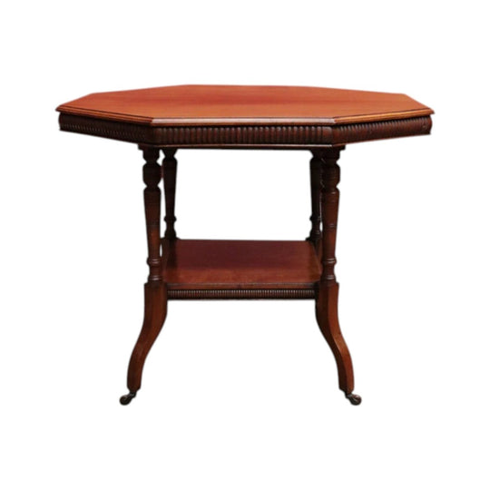 Antique Mahogany Occasional Table Hexagon Top Tier Base c1920. B12989