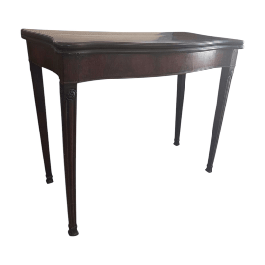 Antique Mahogany Serpentine Fold-Over Console Games Table