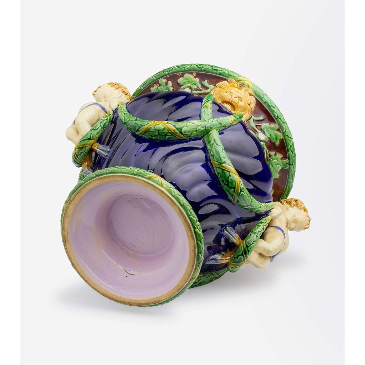 Antique Majolica Jardiniere or Vase by Minton with Fauns and Acorns | Bazaa | Designer, Vintage and Antique Furniture