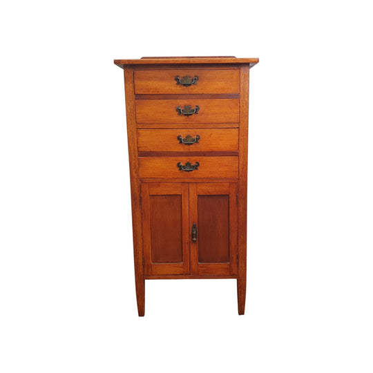 Antique Maple Storage Cabinet with Brass Hardware