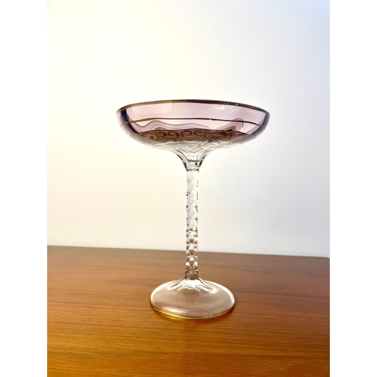 Antique Moser Amethyst Glass Compote, Gilt Decorated Pedestal Bowl, Bohemian Art Glass | Bazaa | Designer, Vintage and Antique Furniture