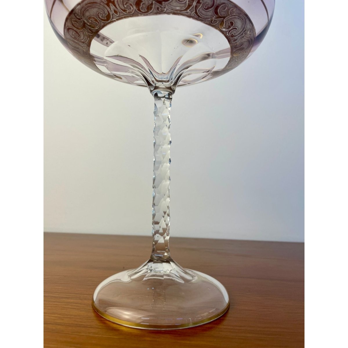 Antique Moser Amethyst Glass Compote, Gilt Decorated Pedestal Bowl, Bohemian Art Glass | Bazaa | Designer, Vintage and Antique Furniture