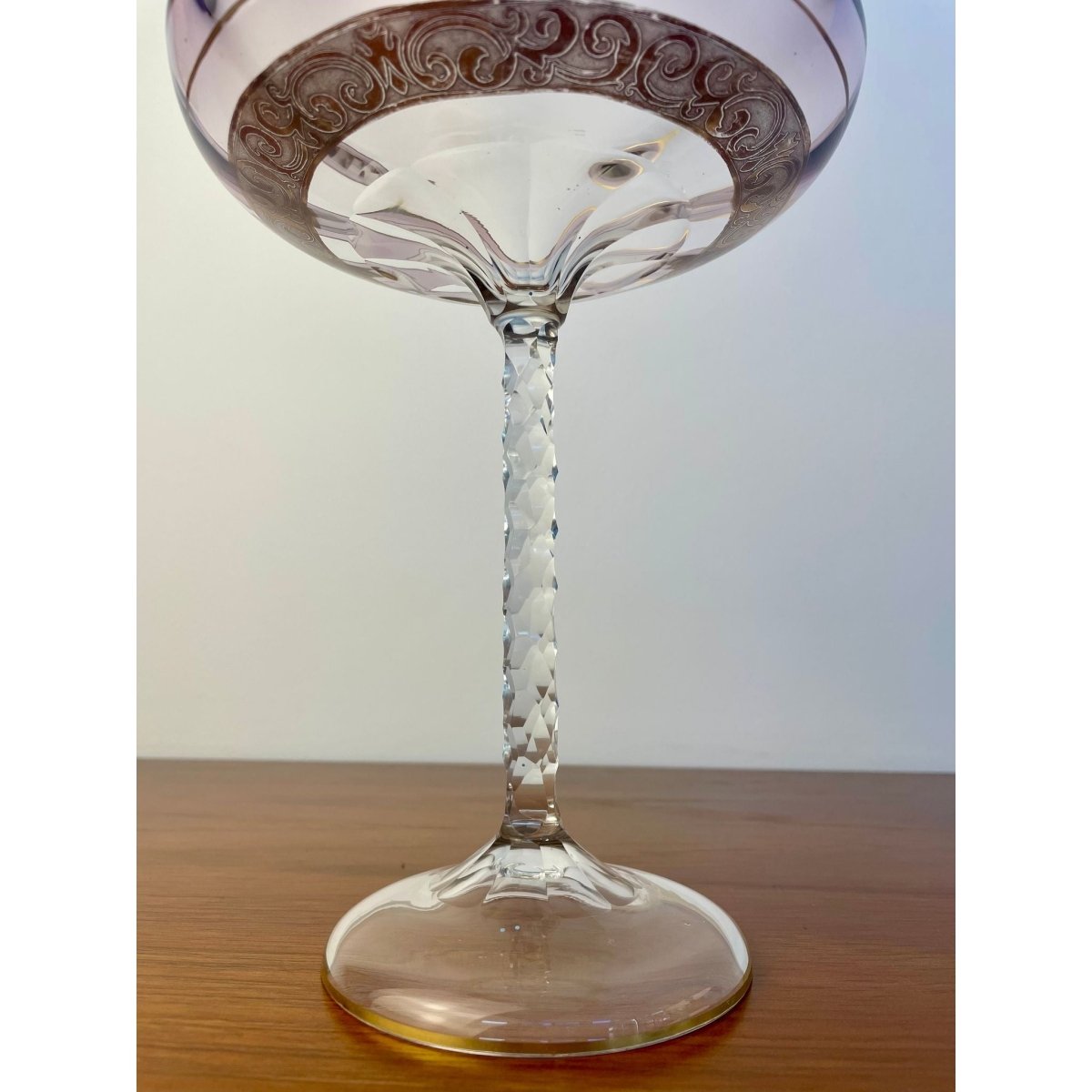 Antique Moser Amethyst Glass Compote, Gilt Decorated Pedestal Bowl, Bohemian Art Glass | Bazaa | Designer, Vintage and Antique Furniture