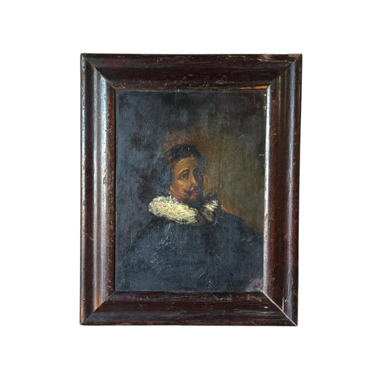 Antique Oil on Timber Panel Portrait of a Gentleman, Dutch Manner