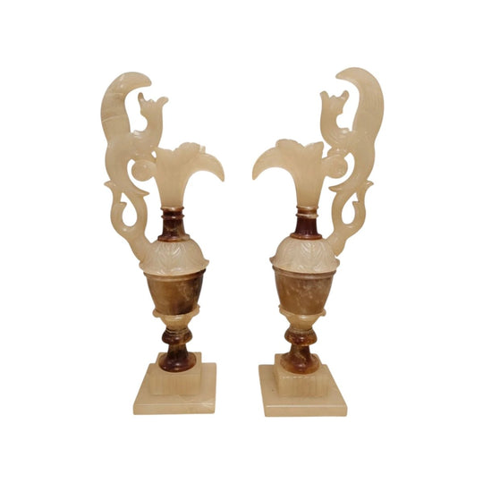 Antique Pair of Alabaster Urns