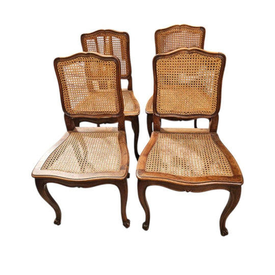 Antique Set of Four Cane Dining Chairs