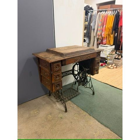 Antique Singer Treadle Sewing Machine Cabinet - Decorative Wood Table | Bazaa | Designer, Vintage and Antique Furniture