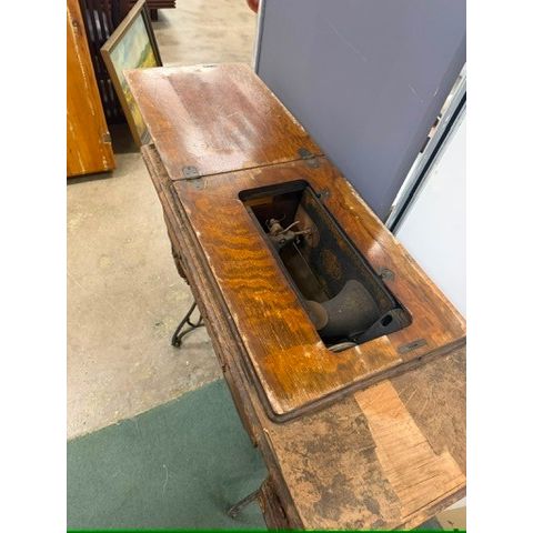 Antique Singer Treadle Sewing Machine Cabinet - Decorative Wood Table | Bazaa | Designer, Vintage and Antique Furniture