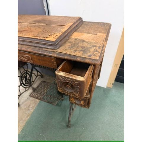 Antique Singer Treadle Sewing Machine Cabinet - Decorative Wood Table | Bazaa | Designer, Vintage and Antique Furniture