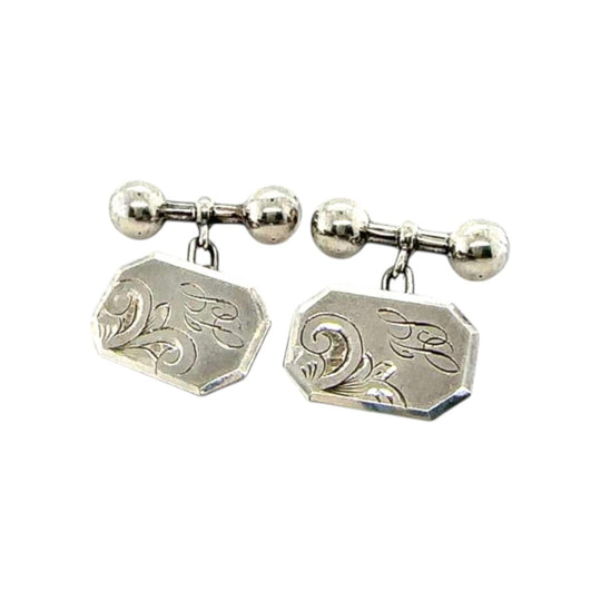 Antique sterling silver engraved cufflinks c.1900