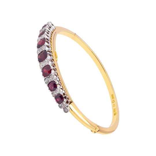 Antique Swedish Diamond & Garnet Bangle