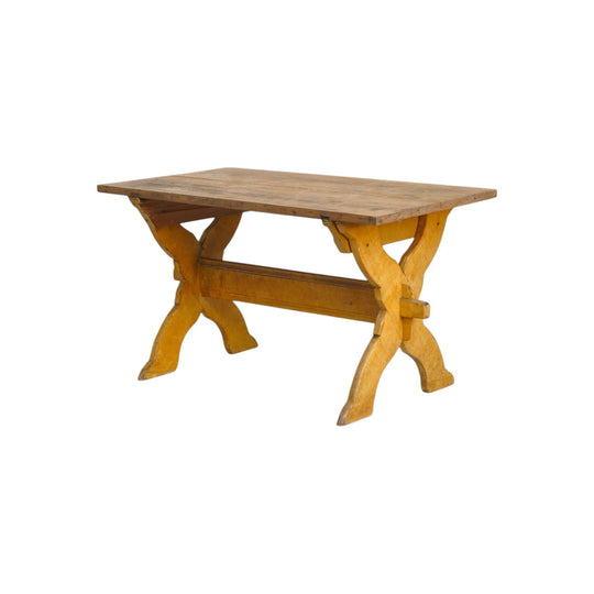19th Century Swedish Pine Trestle Table | Antique Folk Furniture