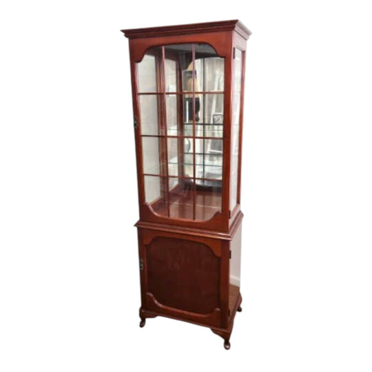 Antique Tall Timber Display Cabinet with Glazed Doors