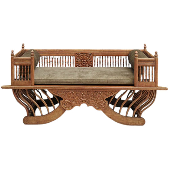 Antique Teak/Velvet Indian Daybed