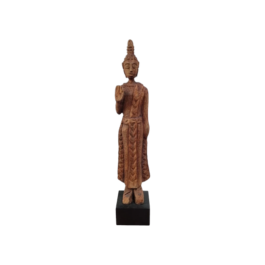 Antique Thai Sukhothai-Style Standing Buddha Carving
