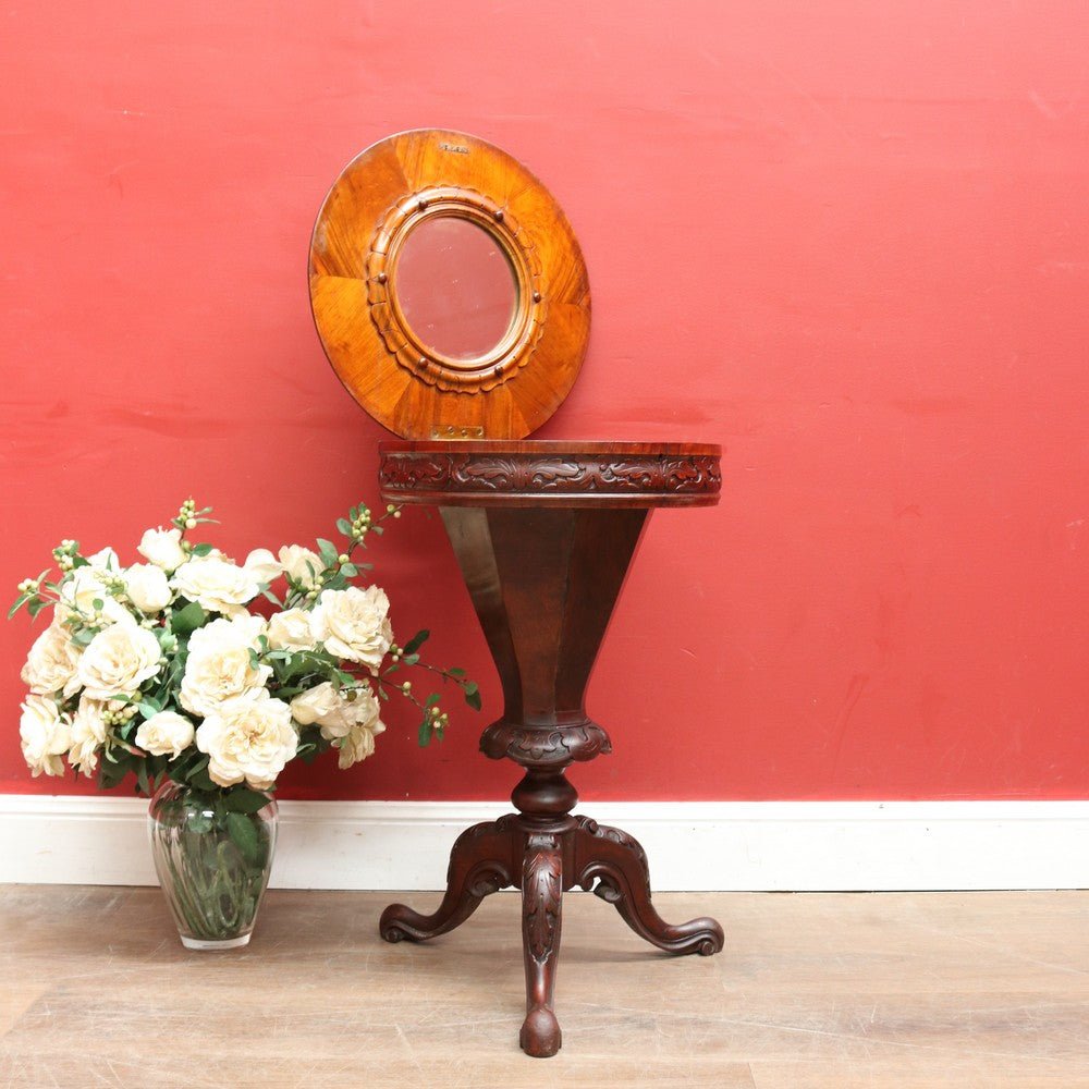 Antique Victorian Sewing or Lady’s Work Table with Pedestal Base and Carved Detail. B12659 | Bazaa | Designer, Vintage and Antique Furniture