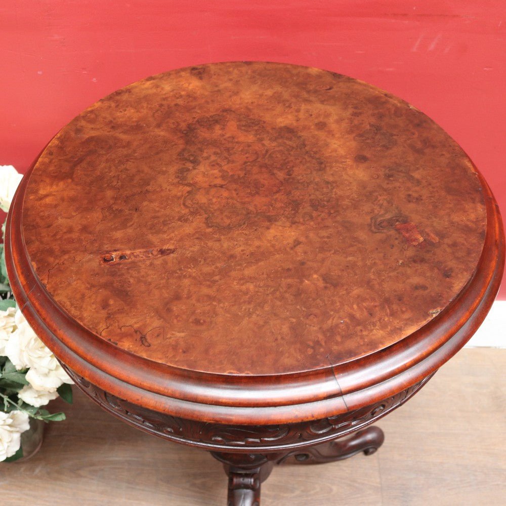Antique Victorian Sewing or Lady’s Work Table with Pedestal Base and Carved Detail. B12659 | Bazaa | Designer, Vintage and Antique Furniture
