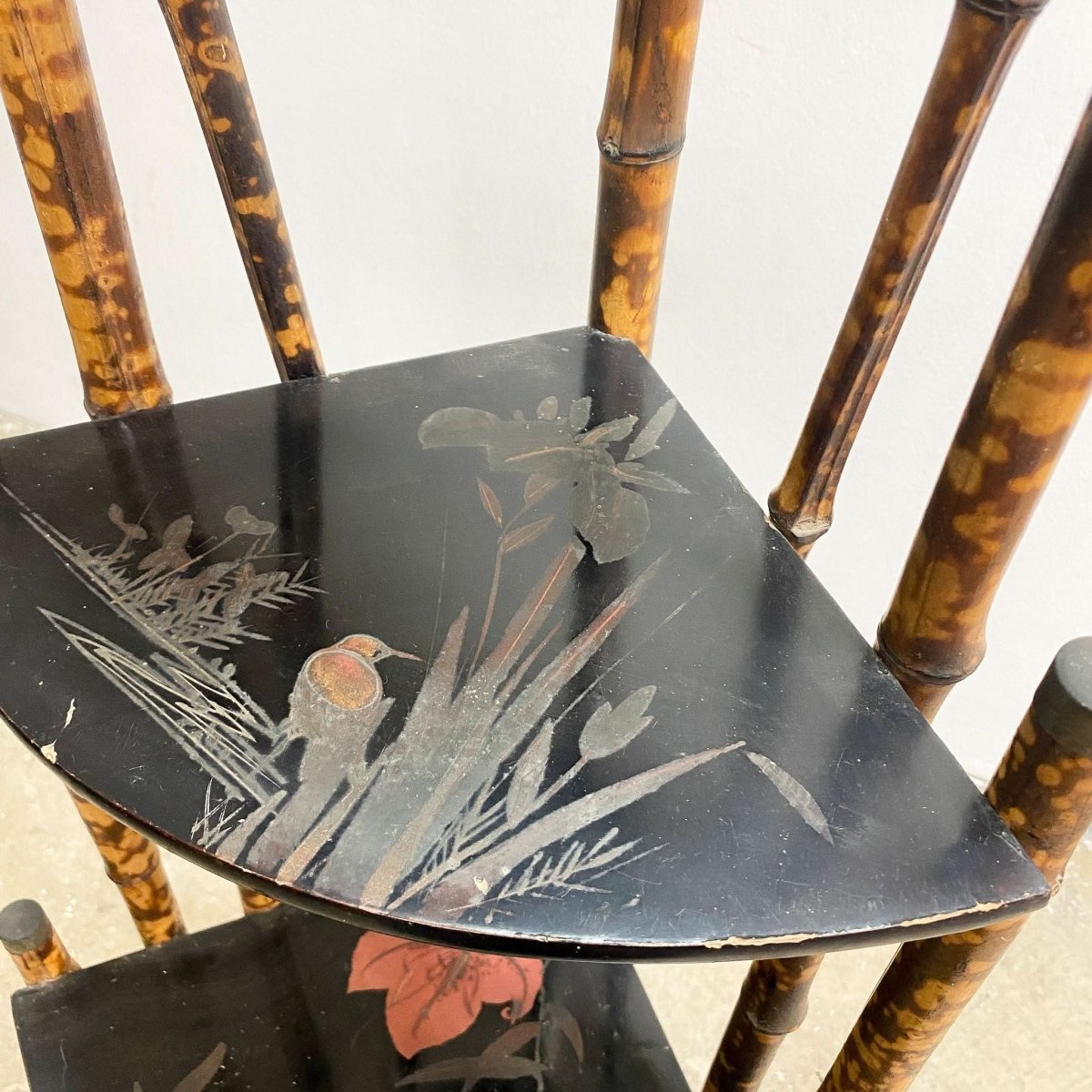 Antique Victorian Tiger Cane and Japanese Lacquer Corner Shelf | Bazaa | Designer, Vintage and Antique Furniture