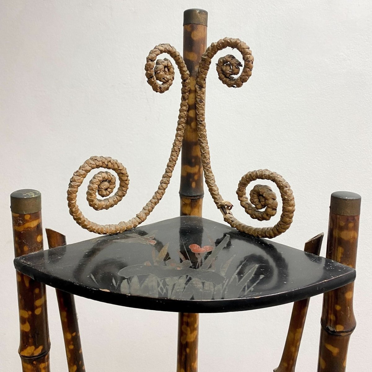 Antique Victorian Tiger Cane and Japanese Lacquer Corner Shelf | Bazaa | Designer, Vintage and Antique Furniture