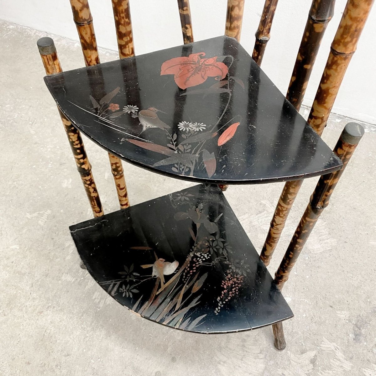 Antique Victorian Tiger Cane and Japanese Lacquer Corner Shelf | Bazaa | Designer, Vintage and Antique Furniture