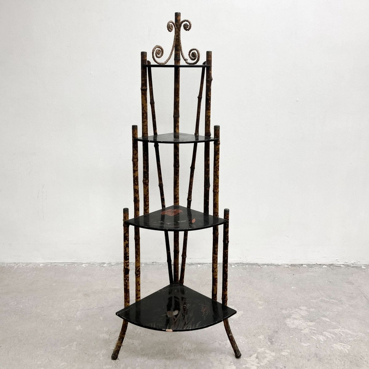 Antique Victorian Tiger Cane and Japanese Lacquer Corner Shelf | Bazaa | Designer, Vintage and Antique Furniture