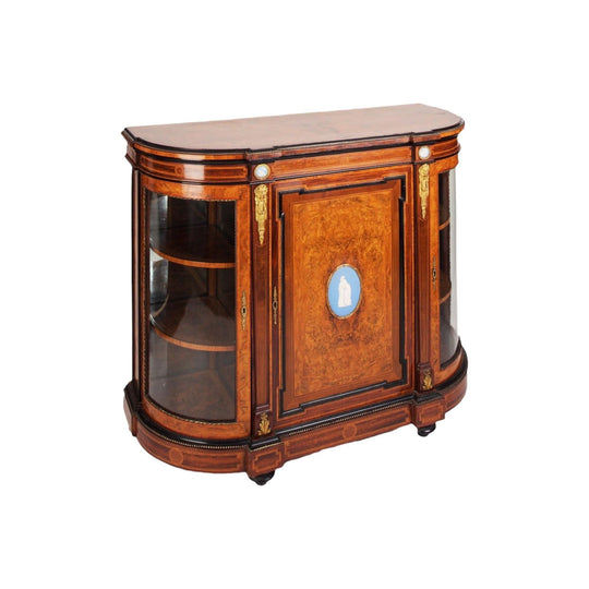 Antique Victorian walnut Credenza / Side Cabinet with Wedgewood plaques and ormolu mounts,