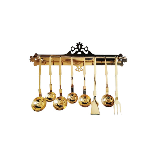 Antique Vintage French kitchen serving utensils with rack