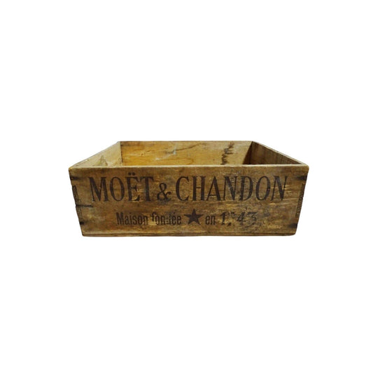 Antique vintage French Moet champagne timber crate