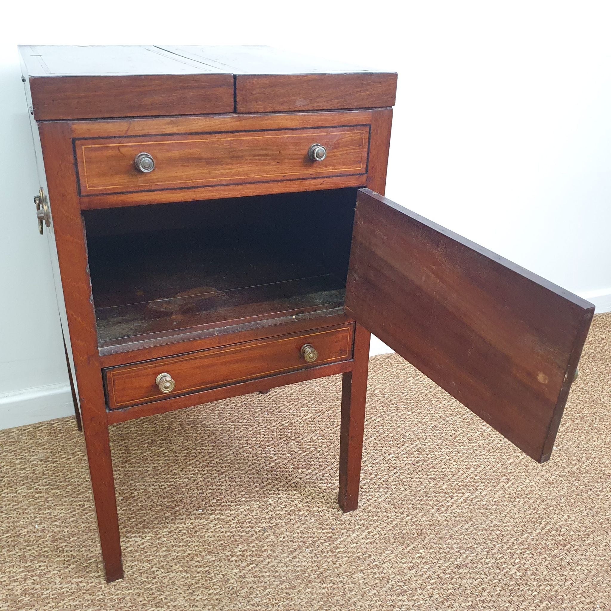 Antique Washstand with Marquetry &amp; Fold - Out Top | Bazaa | Designer, Vintage and Antique Furniture