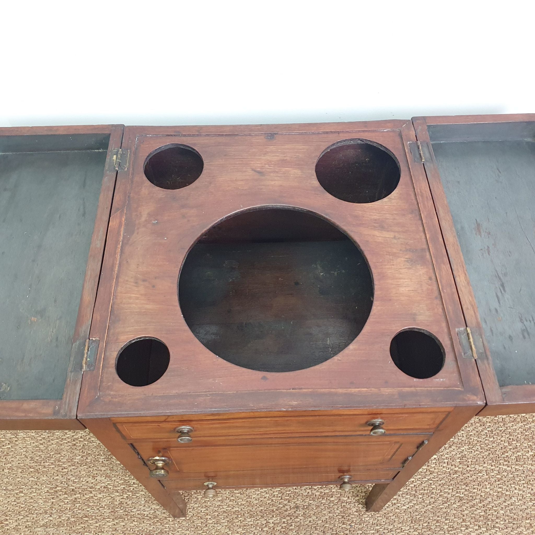 Antique Washstand with Marquetry &amp; Fold - Out Top | Bazaa | Designer, Vintage and Antique Furniture