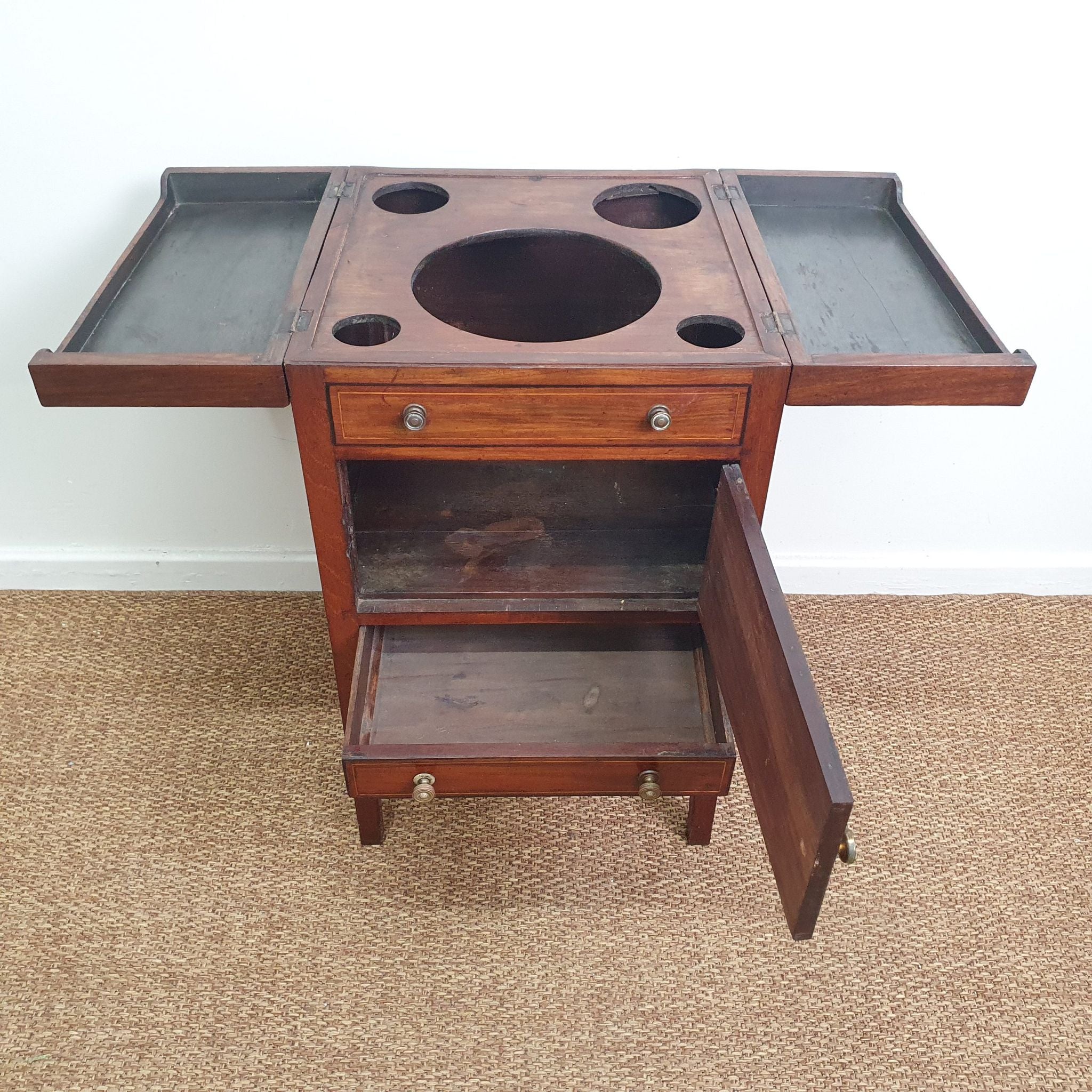 Antique Washstand with Marquetry &amp; Fold - Out Top | Bazaa | Designer, Vintage and Antique Furniture