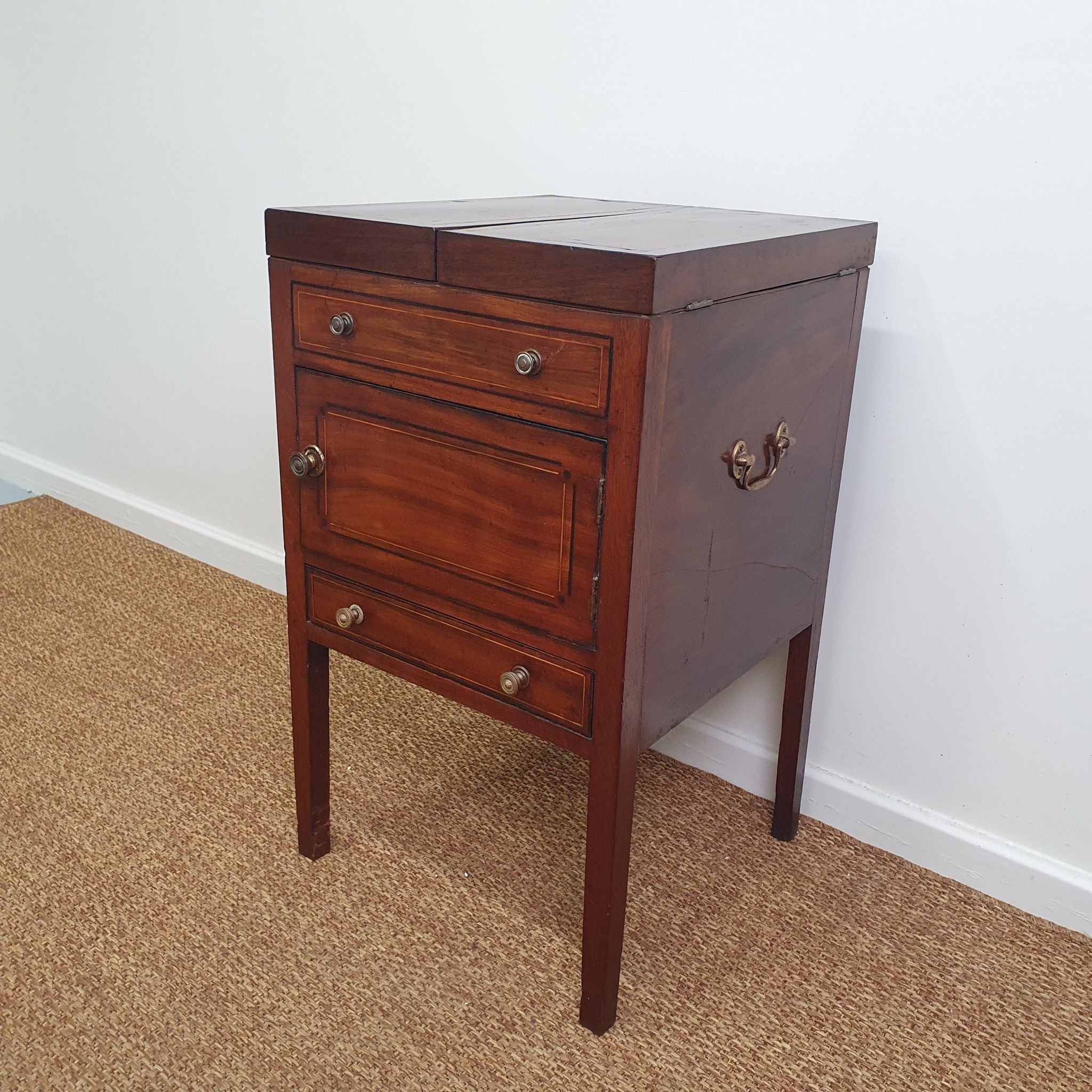 Antique Washstand with Marquetry &amp; Fold - Out Top | Bazaa | Designer, Vintage and Antique Furniture
