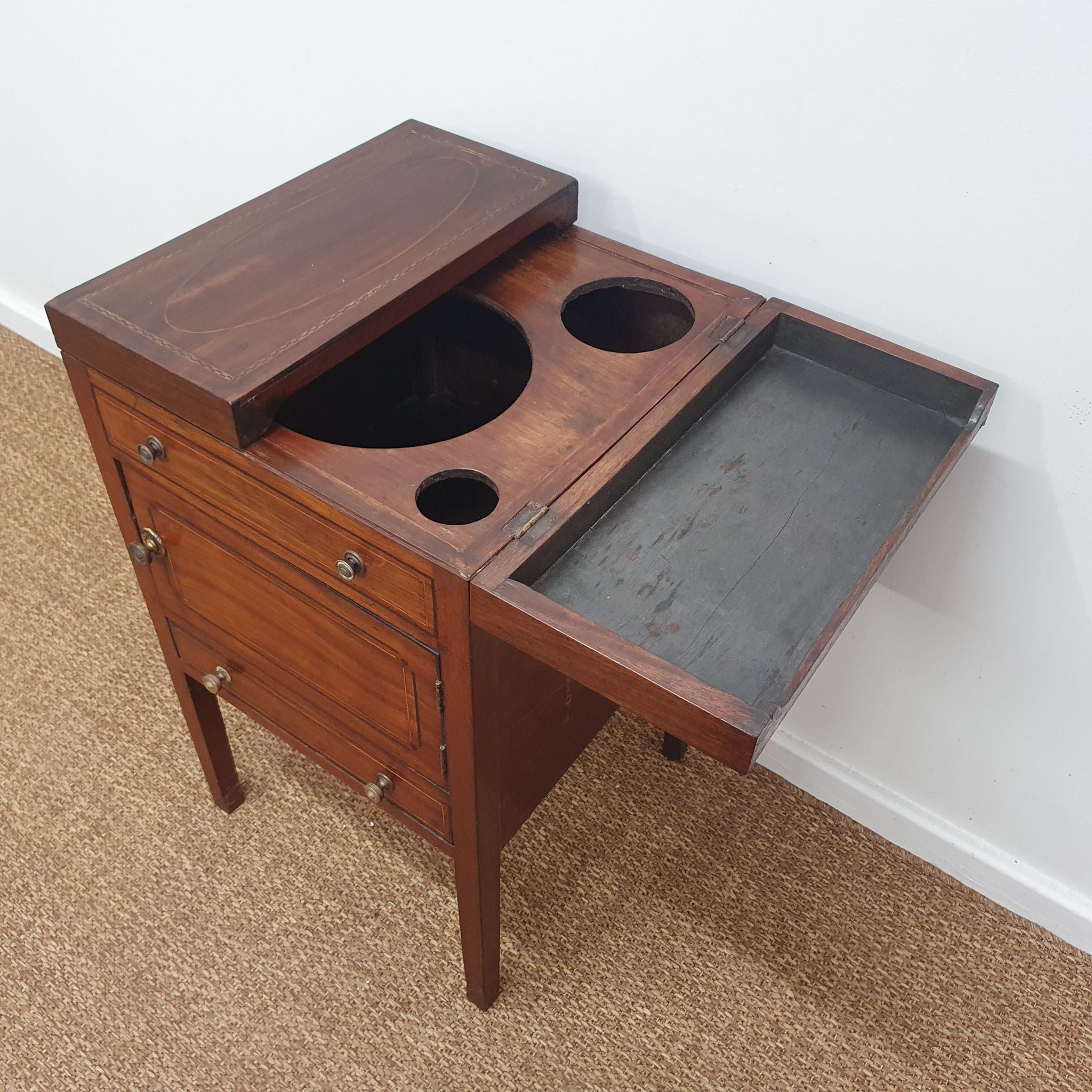 Antique Washstand with Marquetry &amp; Fold - Out Top | Bazaa | Designer, Vintage and Antique Furniture