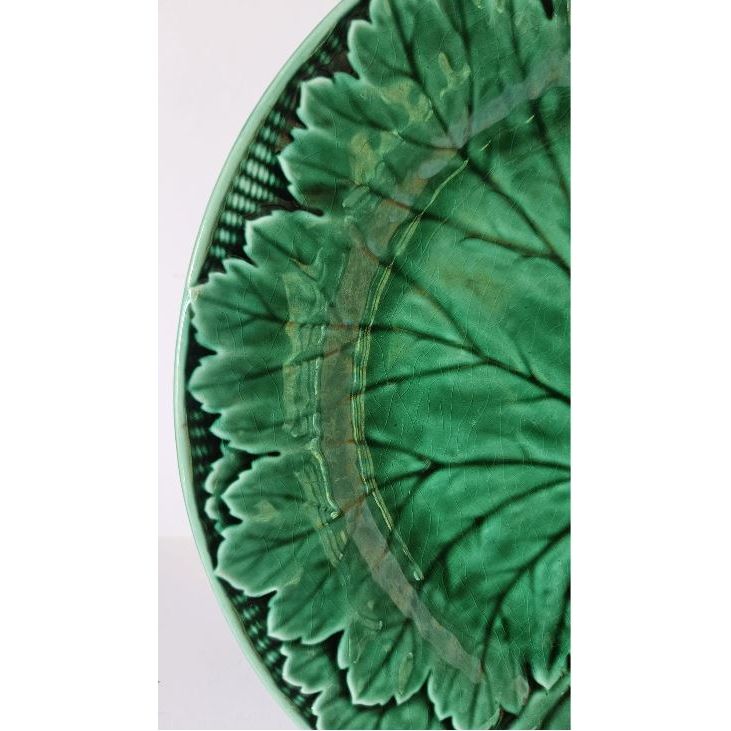 Shop Antique Wedgwood Green Majolica Grape Leaf Plate With Basket